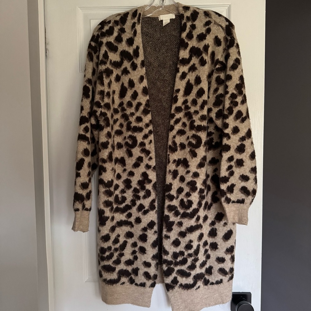 H&M Cheetah Print Cardigan Black & Beige S-M
